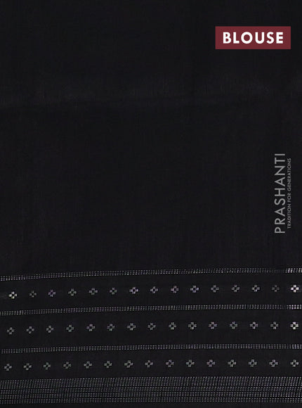 Semi dupion saree pastel green and black with allover silver zari weaves and silver zari woven border