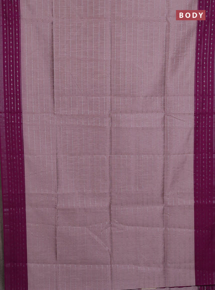 Semi dupion saree pastel pink and purple with allover silver zari weaves and silver zari woven border