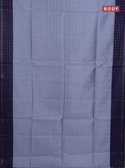 Semi dupion saree grey and navy blue with allover silver zari weaves and silver zari woven border