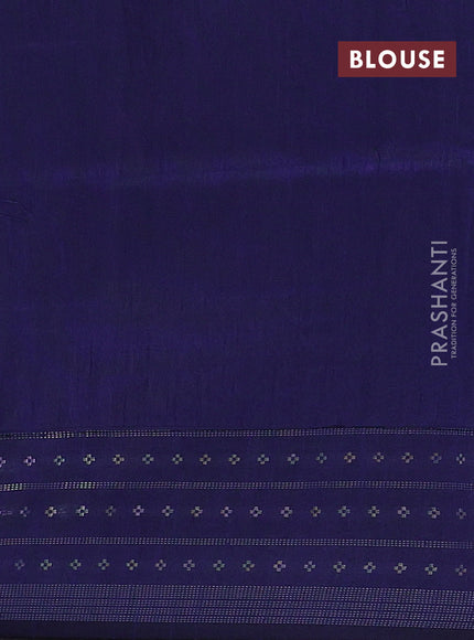 Semi dupion saree grey and navy blue with allover silver zari weaves and silver zari woven border