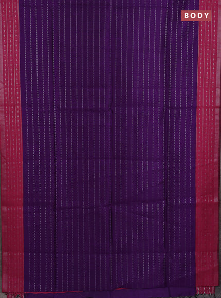 Semi dupion saree purple and pink with allover silver zari weaves and silver zari woven border