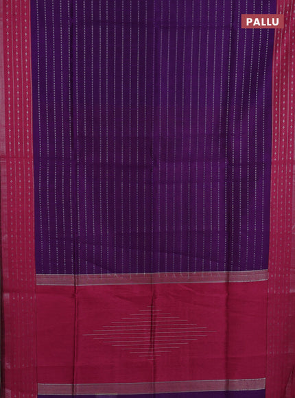 Semi dupion saree purple and pink with allover silver zari weaves and silver zari woven border