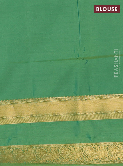 Semi soft silk saree peacock blue and light gree with allover zari weaves & buttas and rettapet zari woven border