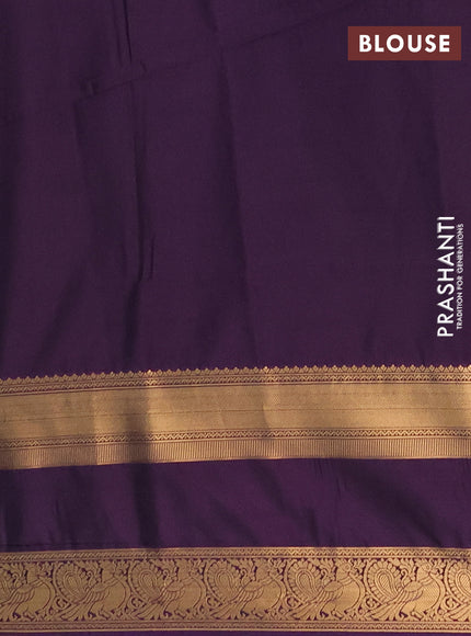 Semi soft silk saree grey shade and purple with allover zari weaves & buttas and rettapet zari woven border