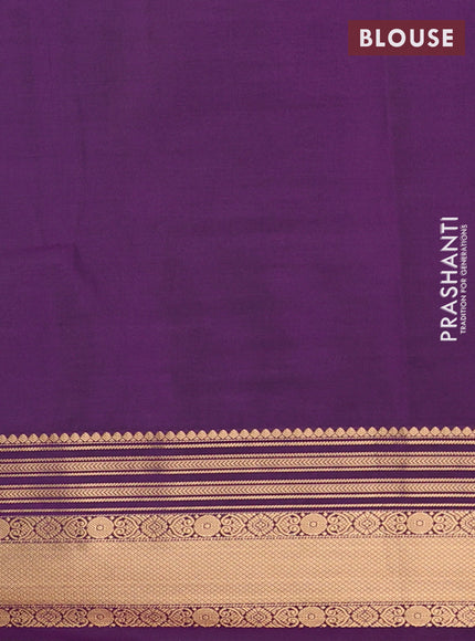 Semi soft silk saree green and purple with allover zari weaves & buttas and zari woven border
