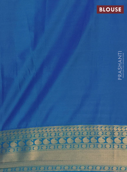 Semi soft silk saree deep purple and dual shade of bluish green with allover zari checks & buttas and zari woven border