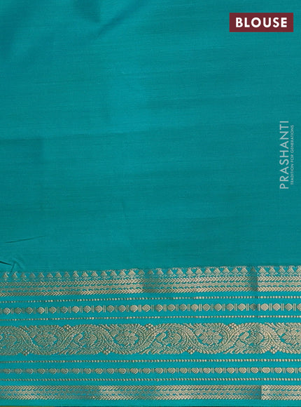 Semi soft silk saree lime green and teal green with allover zari woven buttas and zari woven border