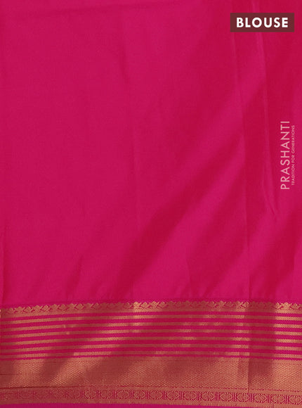 Semi soft silk saree peach orange and pink with allover zari woven buttas and zari woven border