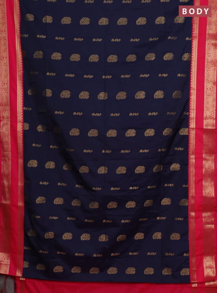 Semi soft silk saree dark grey and pink with allover zari woven buttas and rettapet zari woven border