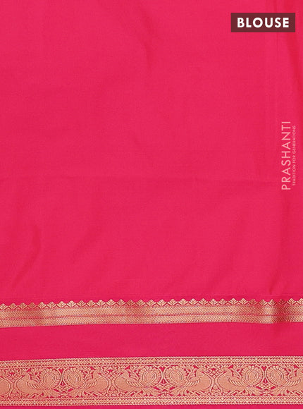 Semi soft silk saree dual shade of bluish green and pink with allover zari woven buttas and rettapet zari woven border
