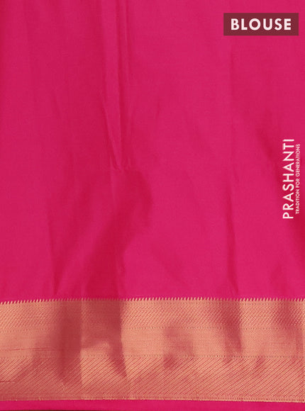Semi soft silk saree mehendi green and pink with zari woven buttas and zari woven border