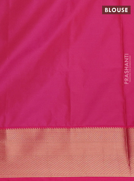 Semi soft silk saree dual shade of bluish green and pink with zari woven buttas and zari woven border