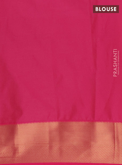 Semi soft silk saree pista green and pink with zari woven buttas and zari woven border
