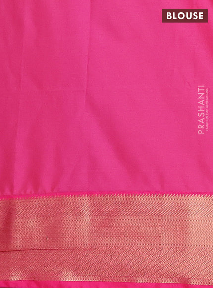 Semi soft silk saree blue and pink with zari woven buttas and zari woven border