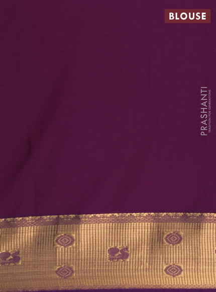 Semi soft silk saree yellow and purple with zari woven buttas and zari woven border