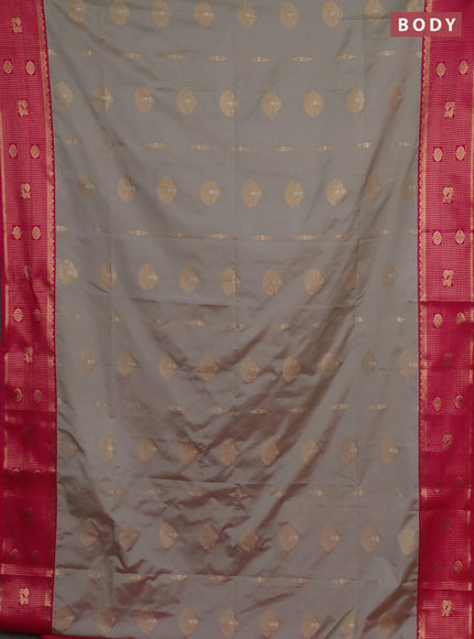 Semi soft silk saree beige and pink with zari woven buttas and zari woven border