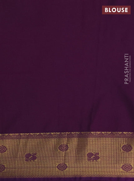 Semi soft silk saree red and purple with zari woven buttas and zari woven border