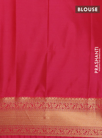 Semi soft silk saree beige and pink with allover small zari checks & buttas and zari woven border