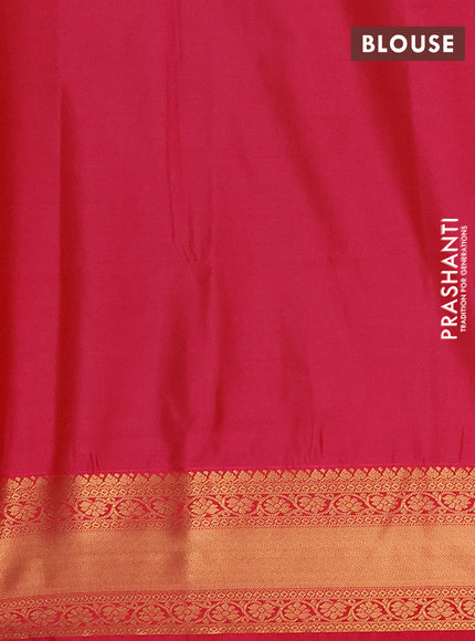 Semi soft silk saree navy blue and pink with allover small zari checks & buttas and zari woven border