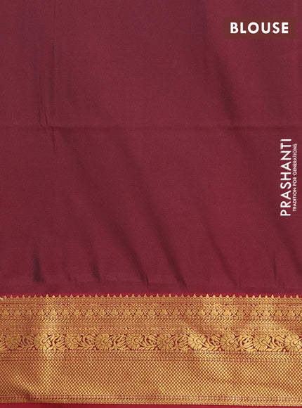 Semi soft silk saree mehendi green and maroon with allover zari weaves & buttas and zari woven border