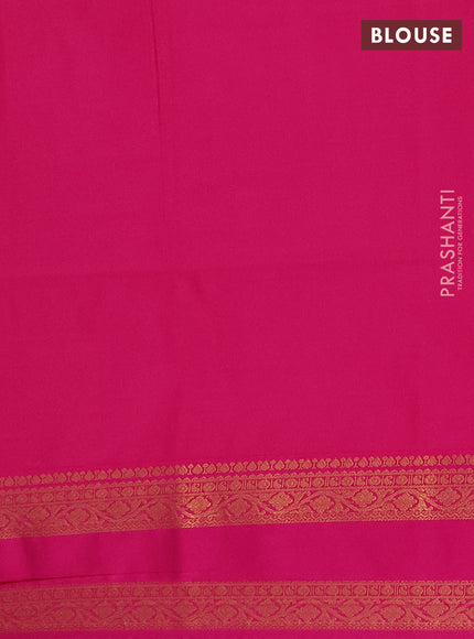 Semi soft silk saree light green and pink with allover zari woven brocade weaves and rettapet zari woven border