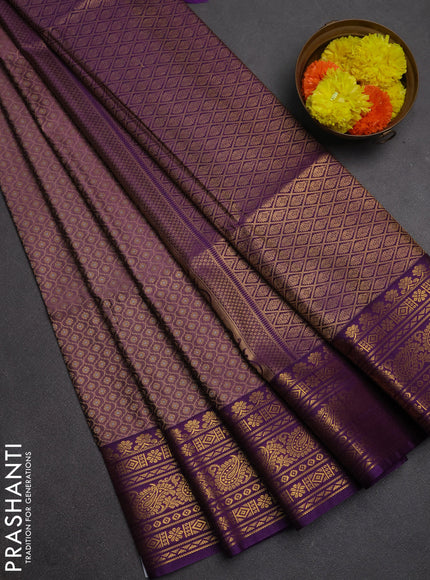 Semi soft silk saree mauve pink and purple with allover zari weaves and zari woven border