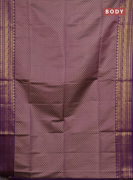 Semi soft silk saree mauve pink and purple with allover zari weaves and zari woven border