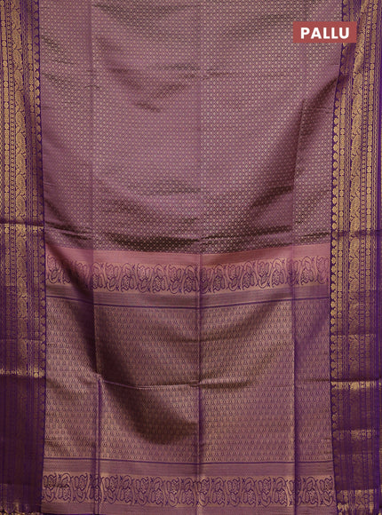 Semi soft silk saree mauve pink and purple with allover zari weaves and zari woven border