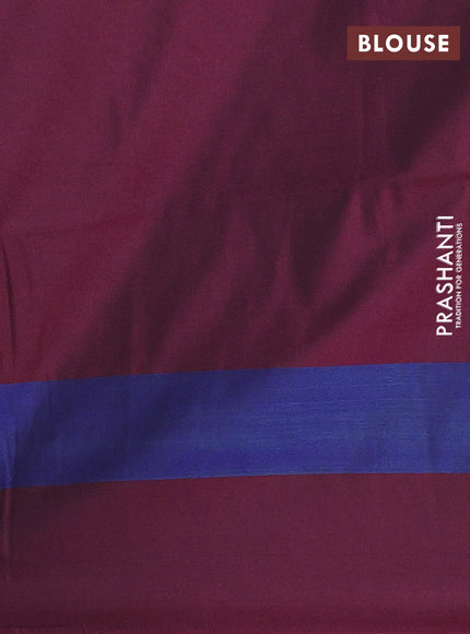 Semi soft silk saree mehendi green and magenta pink blue with allover zari checks & buttas and zari woven border