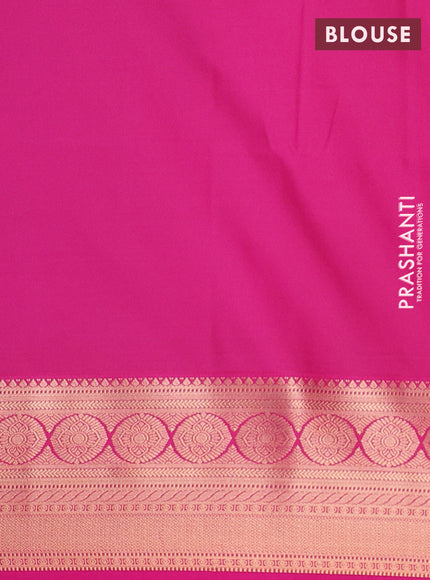 Semi soft silk saree blue and pink with allover zari checks & buttas and zari woven border