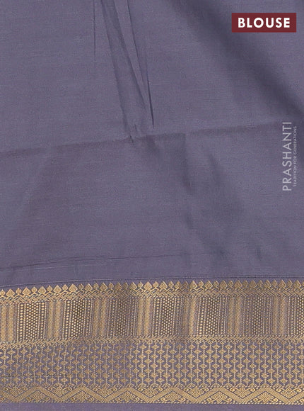 Semi soft silk saree mehendi green and grey with allover zari weaves and zari woven border