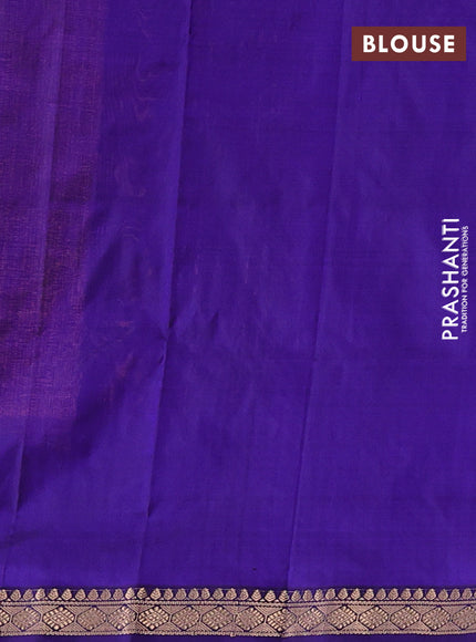 Pure narayanpet silk saree pale orange and violet with allover zari woven buttas and small zari woven border