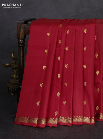 Pure narayanpet silk saree red and green with allover zari woven buttas and small zari woven border