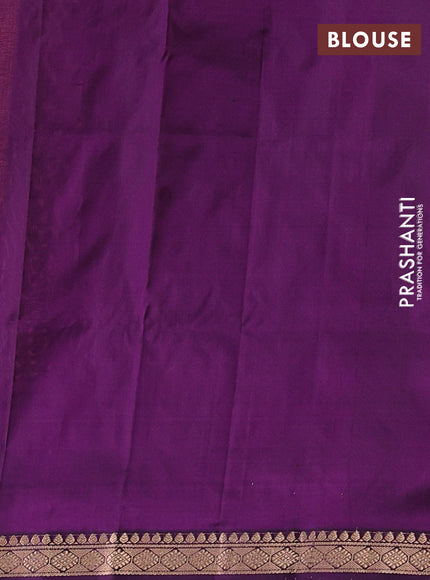 Pure narayanpet silk saree peach orange and purple with allover zari woven buttas and small zari woven border
