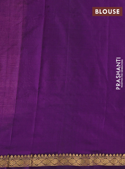 Pure narayanpet silk saree peach pink and purple with allover zari woven buttas and small zari woven border