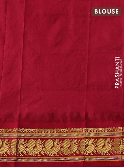 Pure narayanpet silk saree cream and maroon with allover thread & zari woven buttas and temple design zari woven border