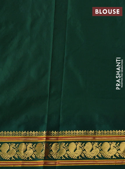 Pure narayanpet silk saree orange and green with allover zari woven buttas and temple design zari woven border