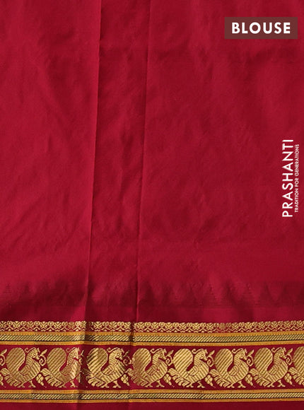 Pure narayanpet silk saree dark mustard and maroon with allover zari woven buttas and temple design zari woven border