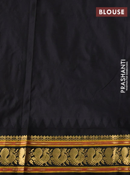 Pure narayanpet silk saree red and black with allover zari woven buttas and temple design zari woven border