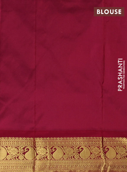 Pure narayanpet silk saree cs blue and maroon with allover zari woven buttas and zari woven korvai border