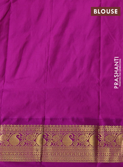 Pure narayanpet silk saree mango yellow and magenta pink with allover zari woven buttas and zari woven korvai border