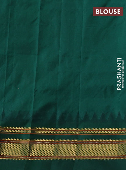 Pure narayanpet silk saree pink and green with zari woven buttas and temple design zari woven border