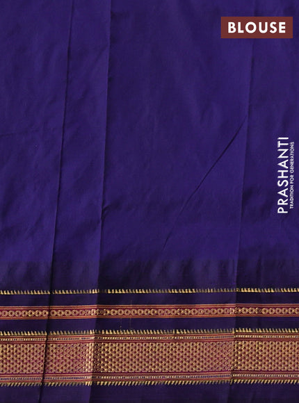 Pure narayanpet silk saree light green and violet with allover thread & zari woven buttas and temple design zari woven border