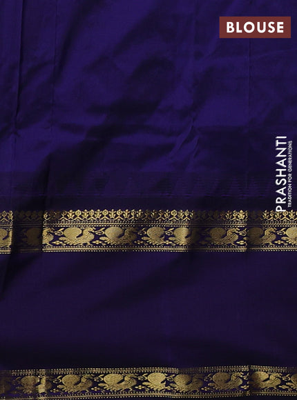 Pure narayanpet silk saree teal green and violet with zari woven buttas and long rettapet zari woven border