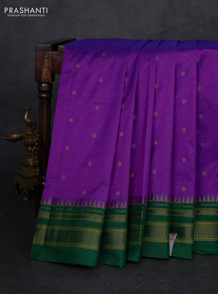 Pure narayanpet silk saree purple and green with allover zari woven buttas and zari woven border
