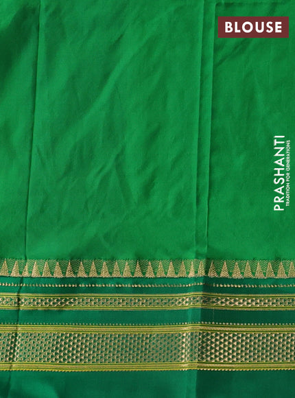 Pure narayanpet silk saree dark pink and green with allover zari woven buttas and zari woven border