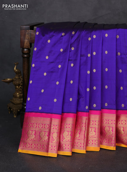 Pure narayanpet silk saree violet and pink with allover zari woven buttas and zari woven korvai border