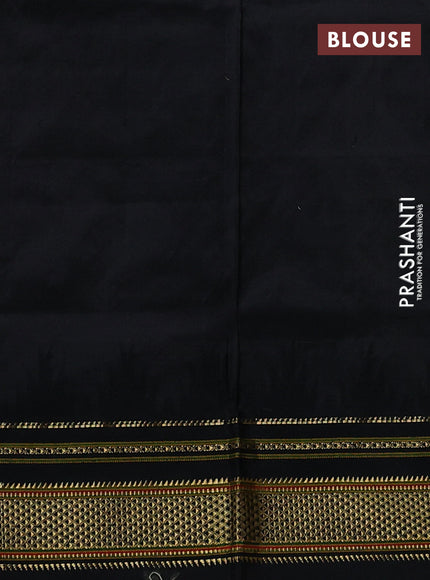 Pure narayanpet silk saree cream and black with allover zari checks & buttas and temple design zari woven border