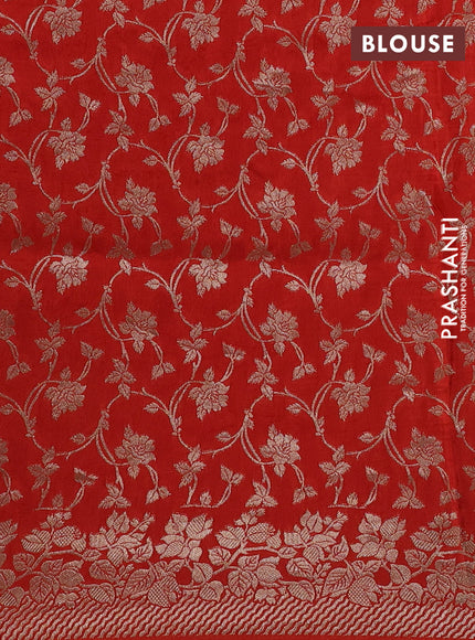 Dola silk saree orange with plain body and zari woven border