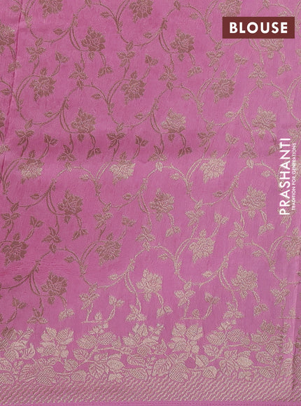 Dola silk saree light pink with plain body and zari woven border